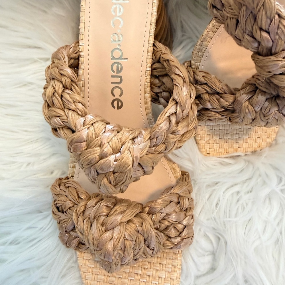 DDecadence Woven Raffia Knot Sandals Natural Braided Slide Brazil Size 6 - Picture 7 of 9